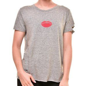 WILDFOX Womens  Size S Pucker Up Lips Short Sleeves Cozy Grey T-Shirt